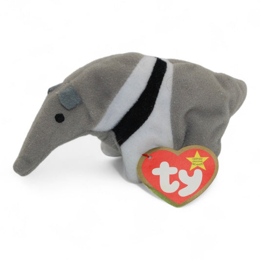 Ty Teenie Beanie Babies Antsy The Anteater Plush Collectible Gray & White