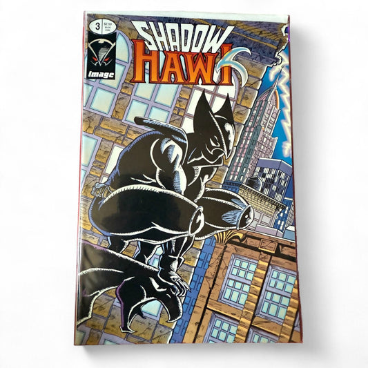 A collectible Image Comics ShadowHawk issue 3 glow‑in‑the‑dark cover comic, written and illustrated by Jim Valentino circa 1992, vintage mint.
