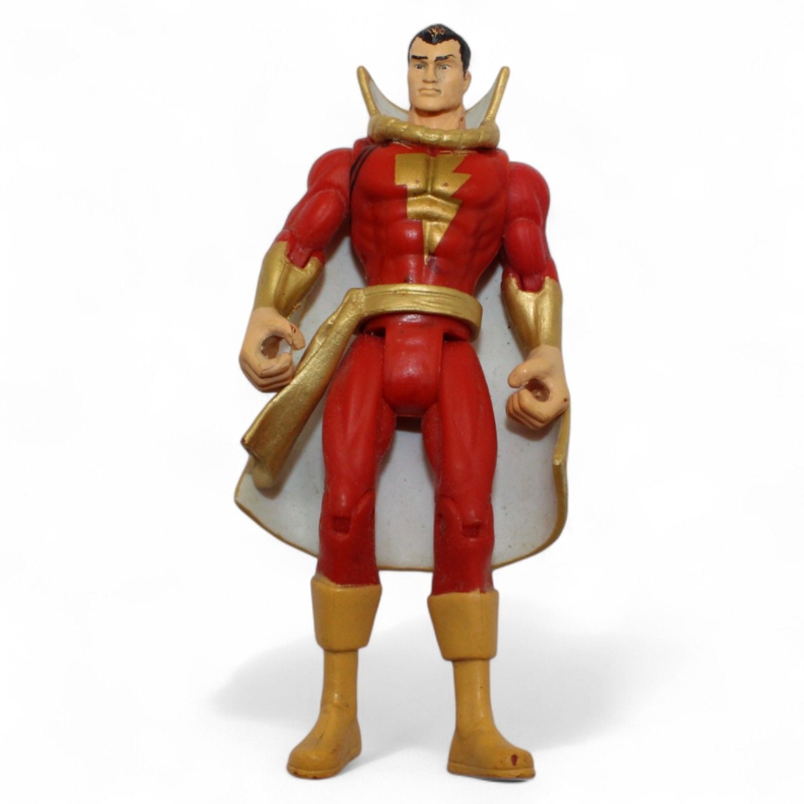 Shazam action figure in red and gold suit, front view