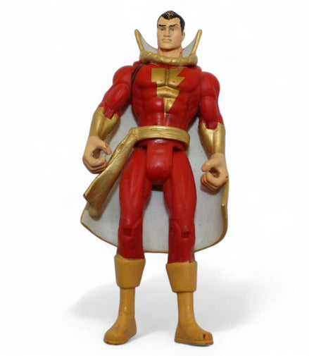 Shazam action figure in red and gold suit, front view