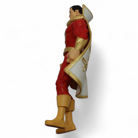 Shazam action figure in red and gold suit, side view
