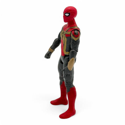 Side view of Spider-Man Iron Spider figure showing detailed gold accents