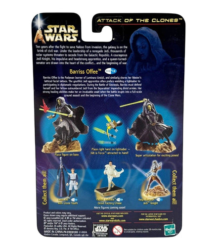 Back view of Star Wars Barriss Offee action figure packaging
