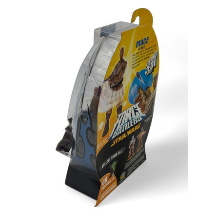 Back view of Star Wars Mace Windu action figure packaging with details