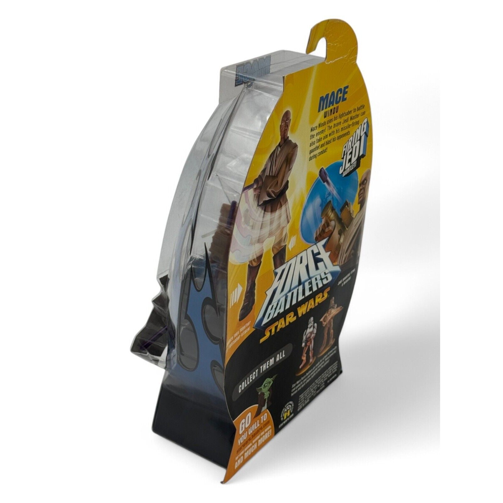 Back view of Star Wars Mace Windu action figure packaging with details