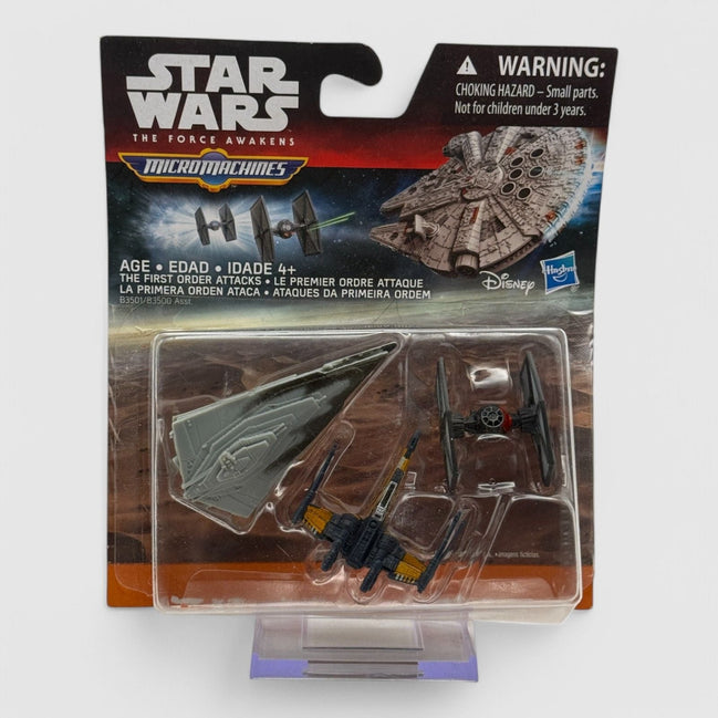Star Wars Micro Machines set featuring Poe's X-Wing and First Order TIE Fighter in packaging