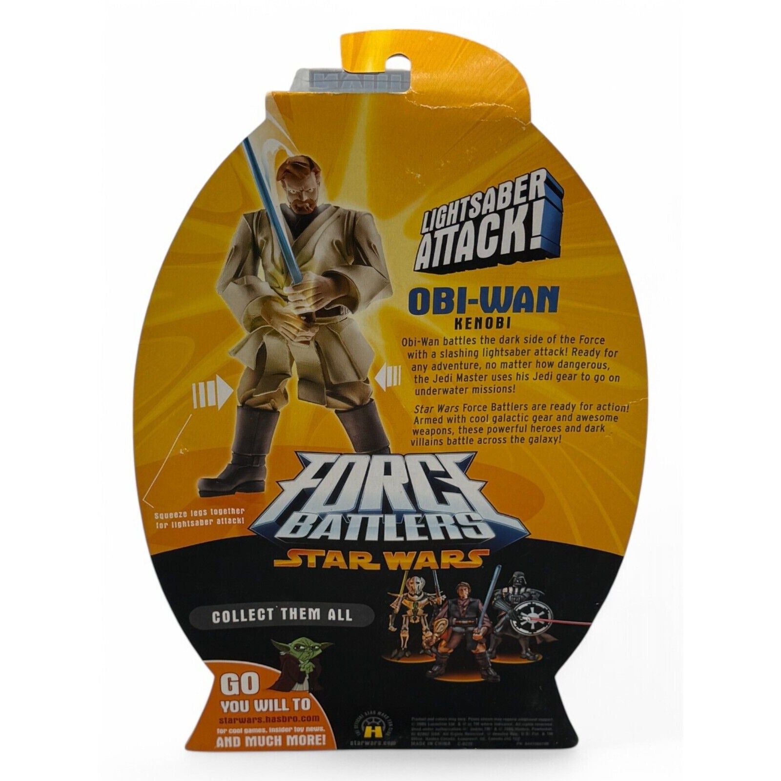 Star Wars Obi-Wan Kenobi Force Battlers action figure packaging highlighting lightsaber attack