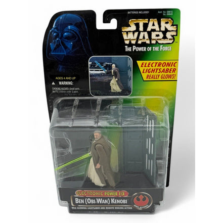 Star Wars Power of the Force Ben Kenobi action figure in packaging with glowing lightsaber