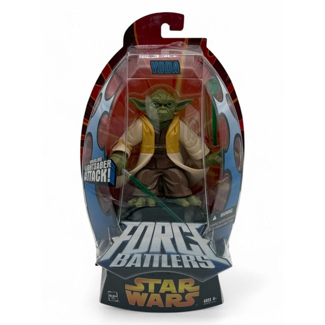 Yoda action figure in packaging with hover pod accessory