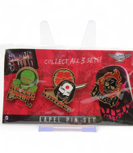 Suicide Squad lapel pin set featuring Killer Croc, Katana, and El Diablo