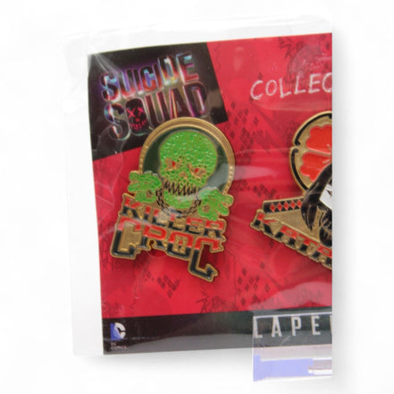 Close-up of Killer Croc enamel pin from the Suicide Squad set