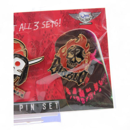 Close-up of El Diablo enamel pin from the Suicide Squad set