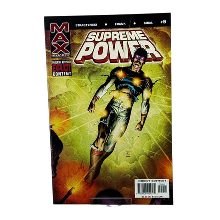 Cover of Supreme Power issue with a superhero in a dynamic pose