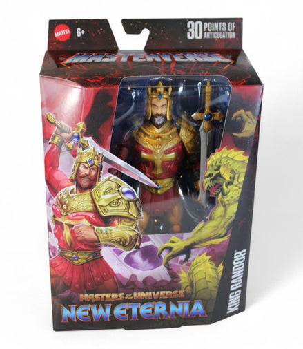 King Randor action figure in packaging with 30 points of articulation