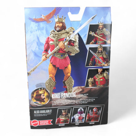 Back of King Randor action figure packaging showing details and accessories