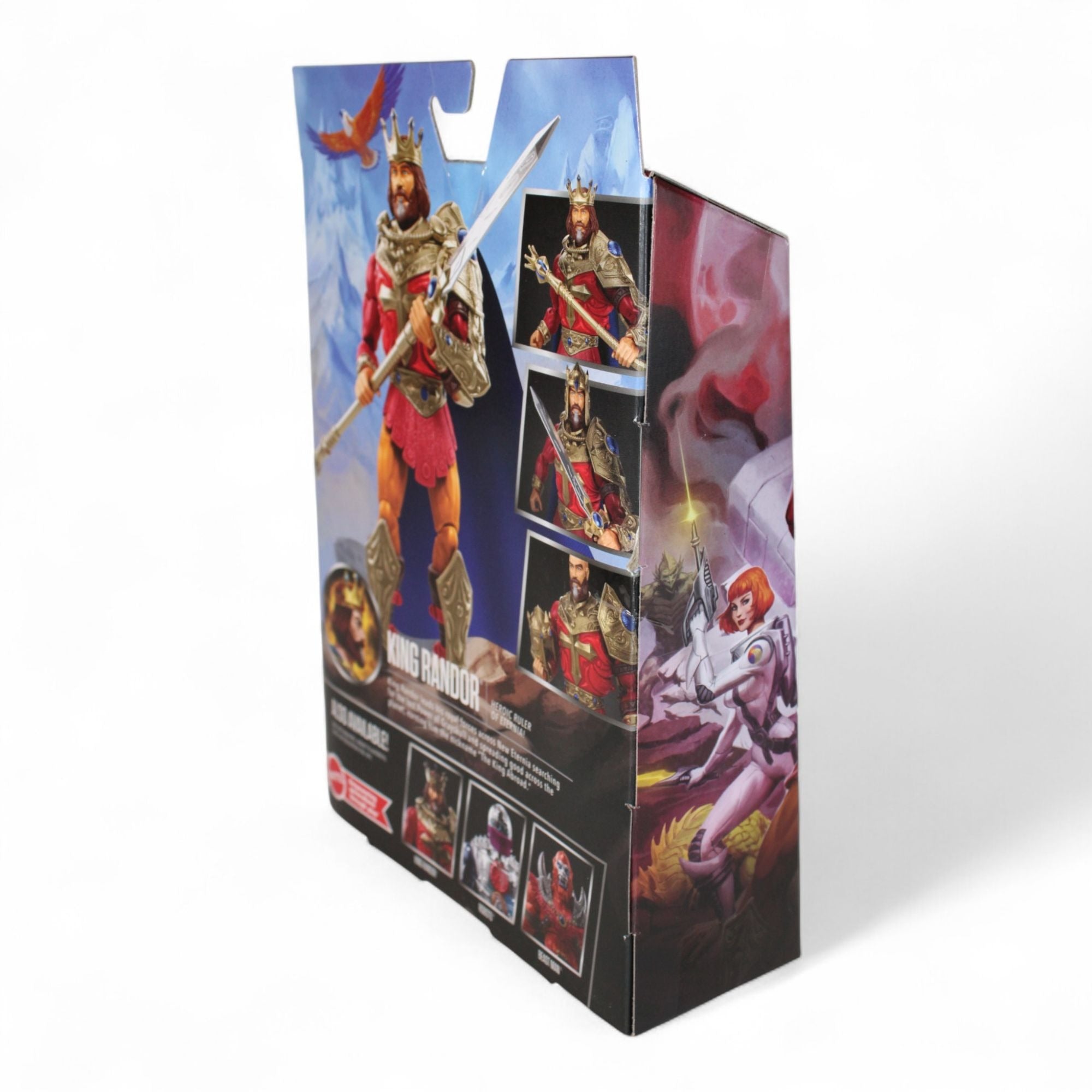 Side angle of King Randor action figure packaging