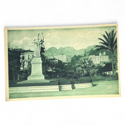 Vintage Tucks Postcard Menton Monument Commemorating Reunion To France Raphael Tuck & Sons Publishers