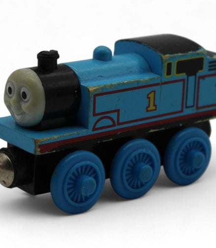 Thomas the Tank Engine wooden toy train with blue and black design
