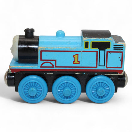 Thomas the Tank Engine wooden toy train with blue and black design