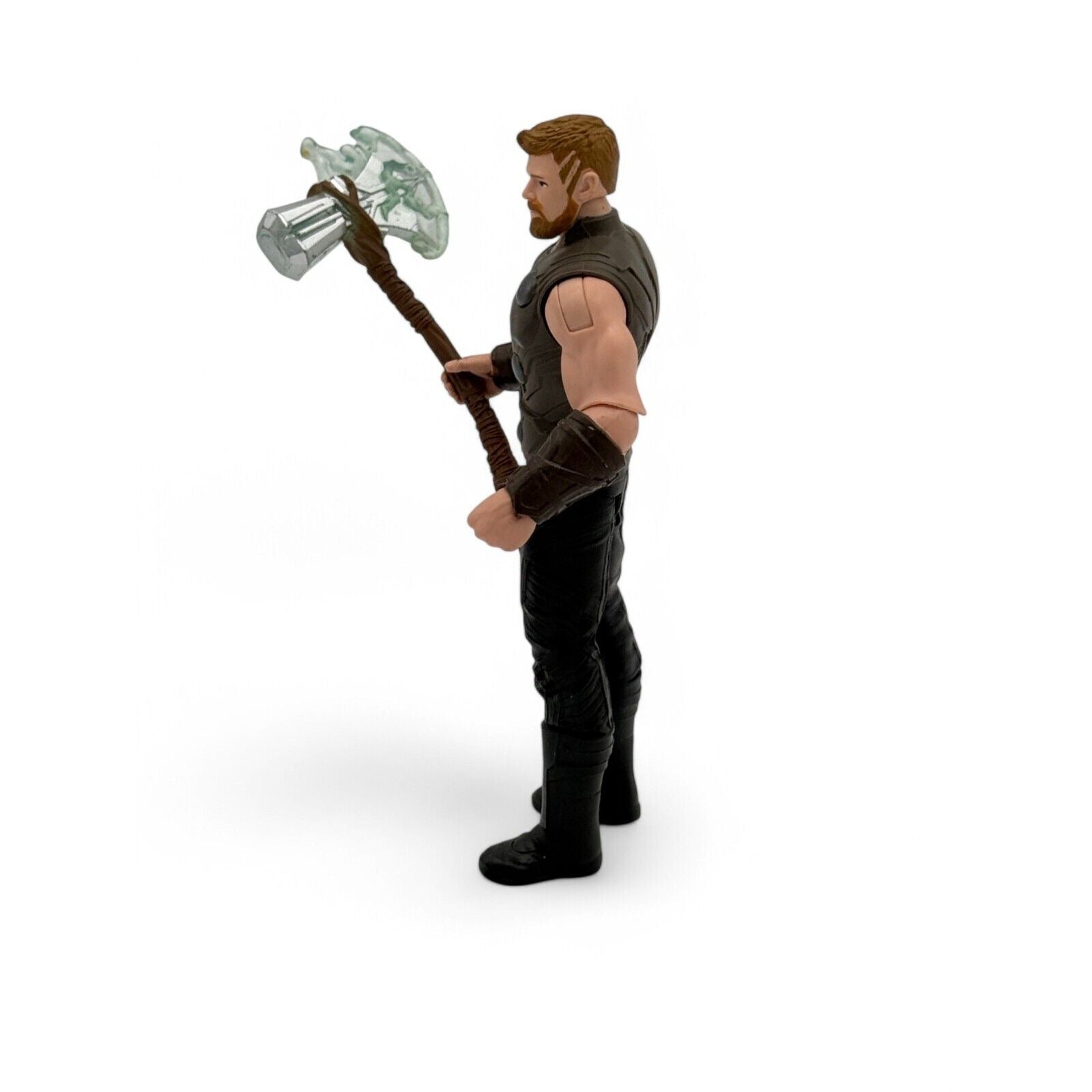 Side view of Thor action figure with Stormbreaker