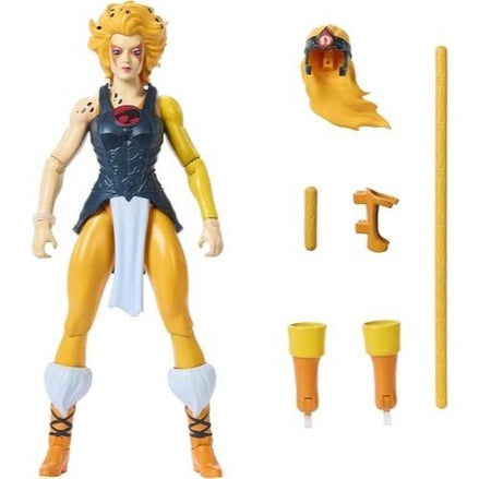 Thundercats Cheetara action figure with accessories including staff and interchangeable parts