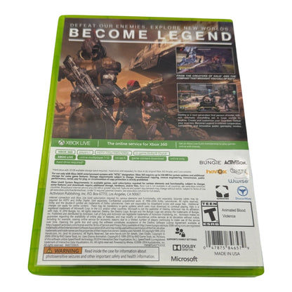 Destiny Xbox 360 Game Complete W/ Case By Bungie & Activision
