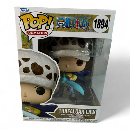 Close-up of Trafalgar Law Funko Pop Vinyl Figure box