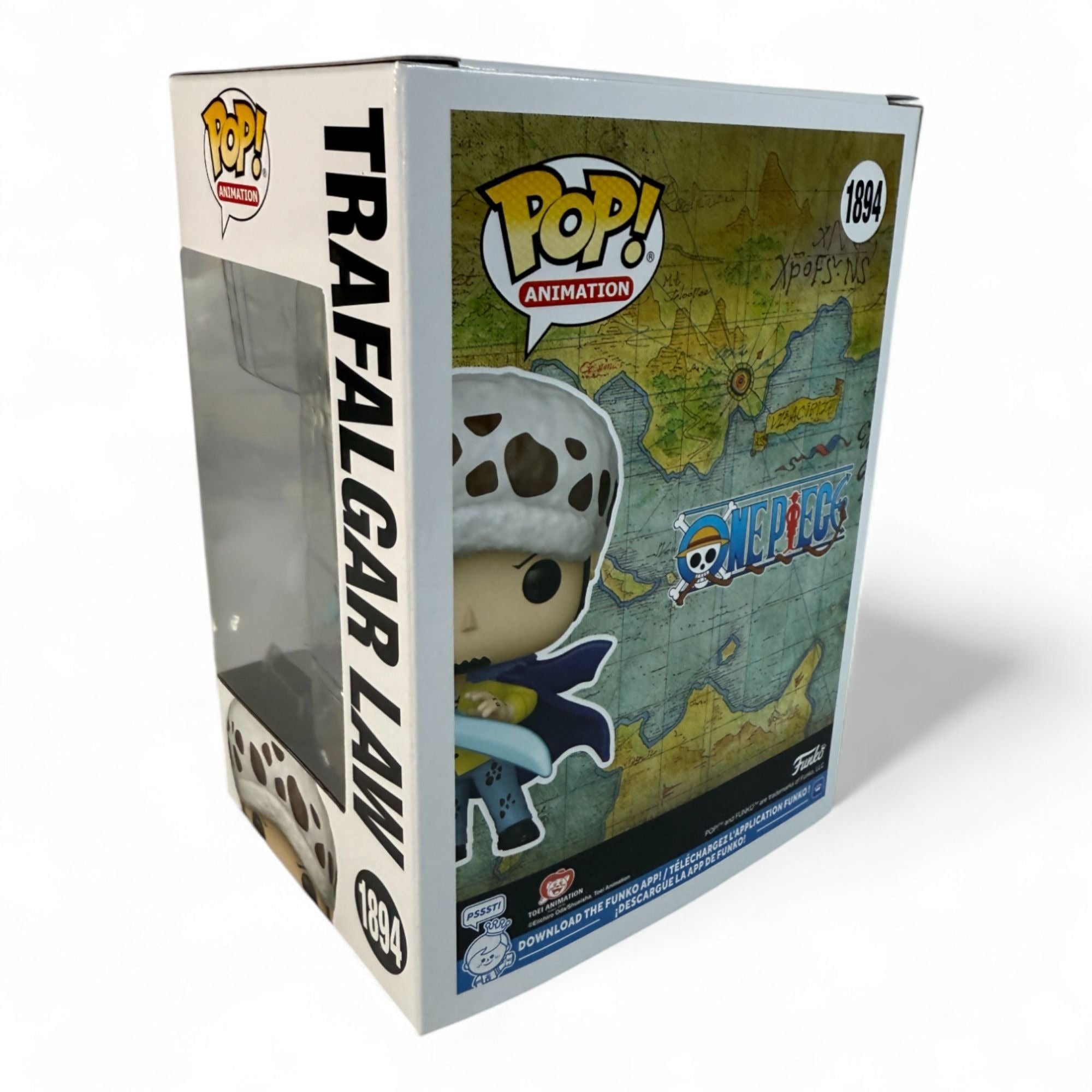 Back view of Trafalgar Law Funko Pop Vinyl Figure box