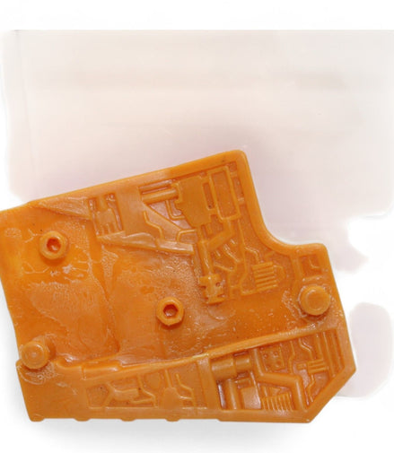 Back view of orange Transformer Armada Unicron shoulder cover replacement