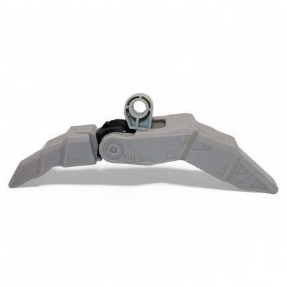 Gray plastic foot component for Transformers Armada Unicron, angled view