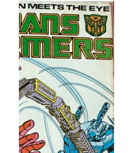 Close-up of Transformers logo and artwork on Comic Issue 35