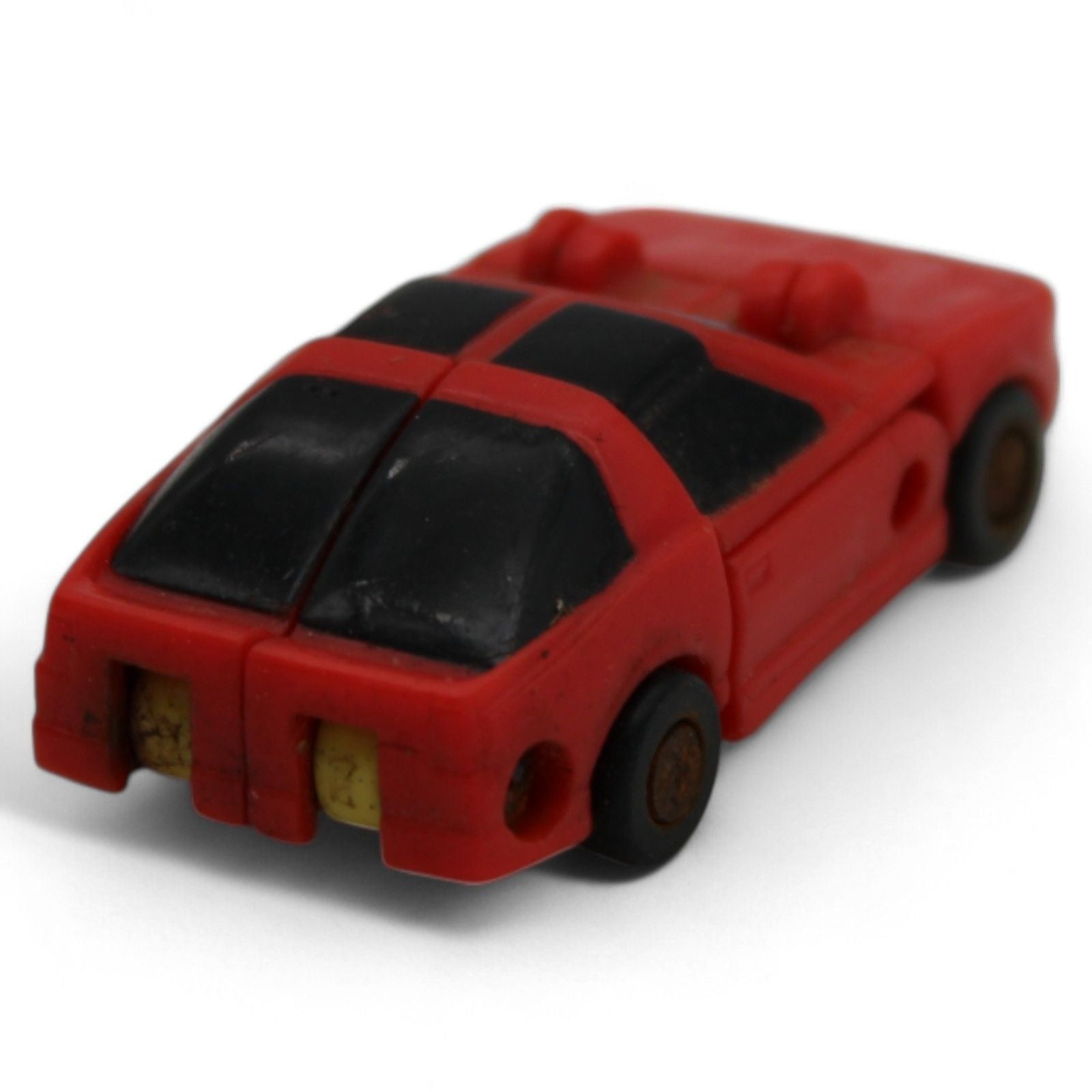 Rear view of the red convertible car form
