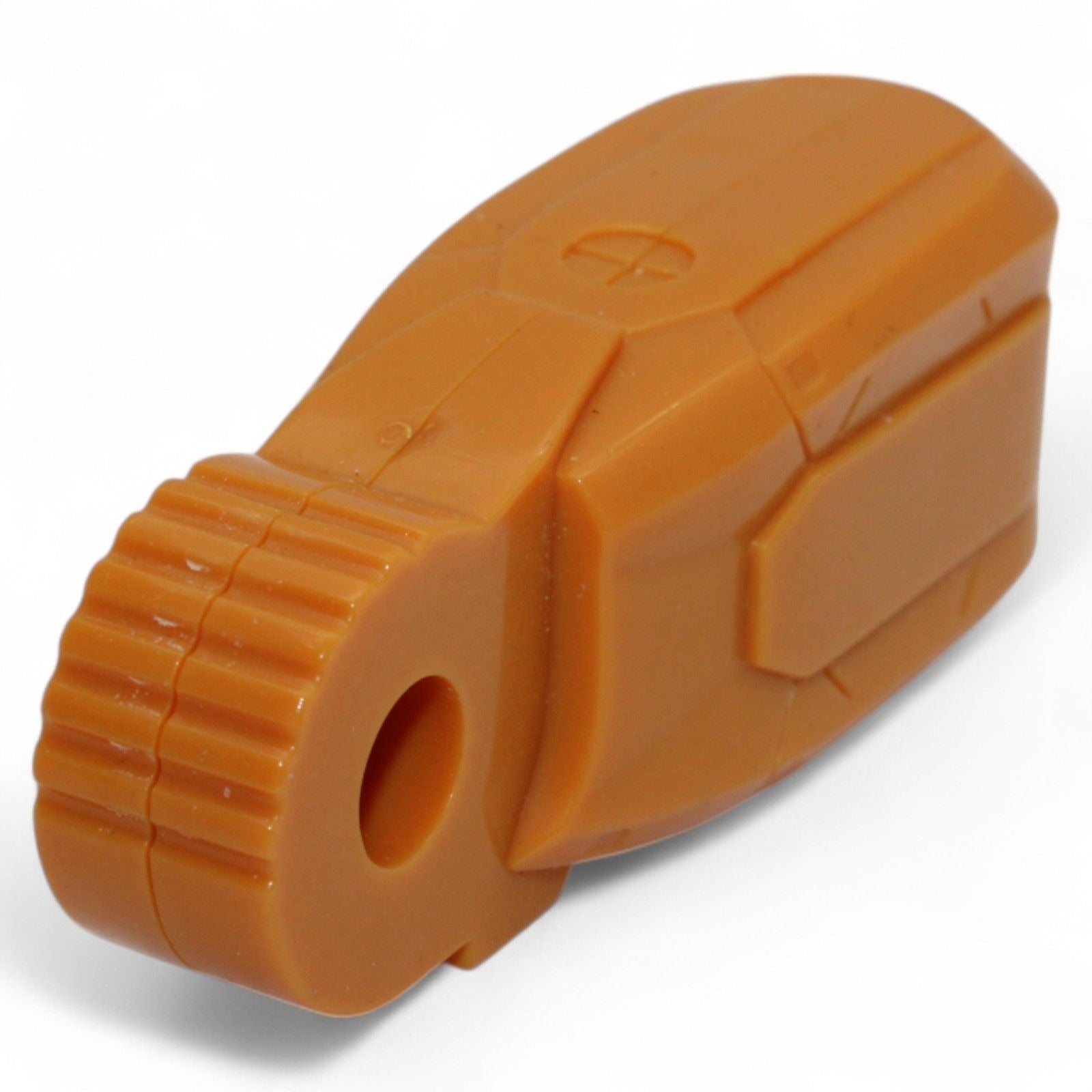 Detailed view of brown thigh replacement part for Transformers Unicron