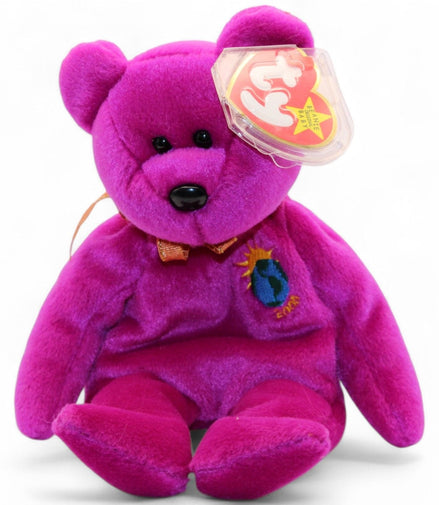 Ty Beanie Baby Millennium Bear 1999 with purple plush and tag