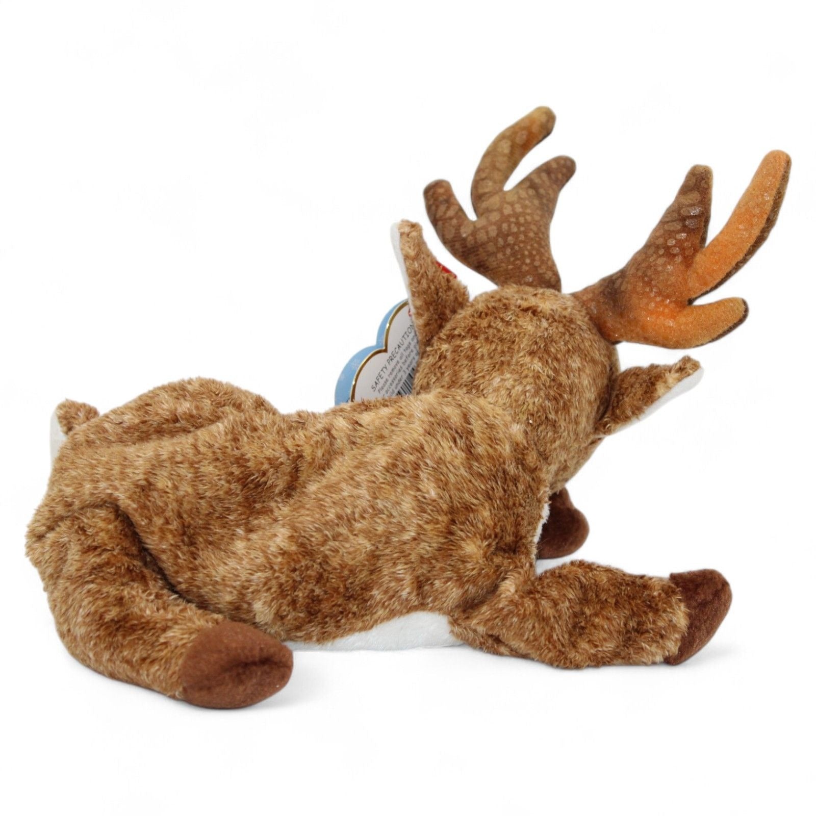 Back view of Ty Beanie Baby Roxie The Reindeer plush toy with antlers and tags