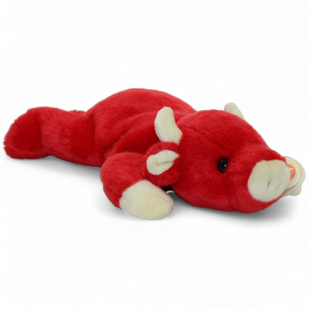 Ty Beanie Baby Snort The Bull plush toy with cream horns and hooves