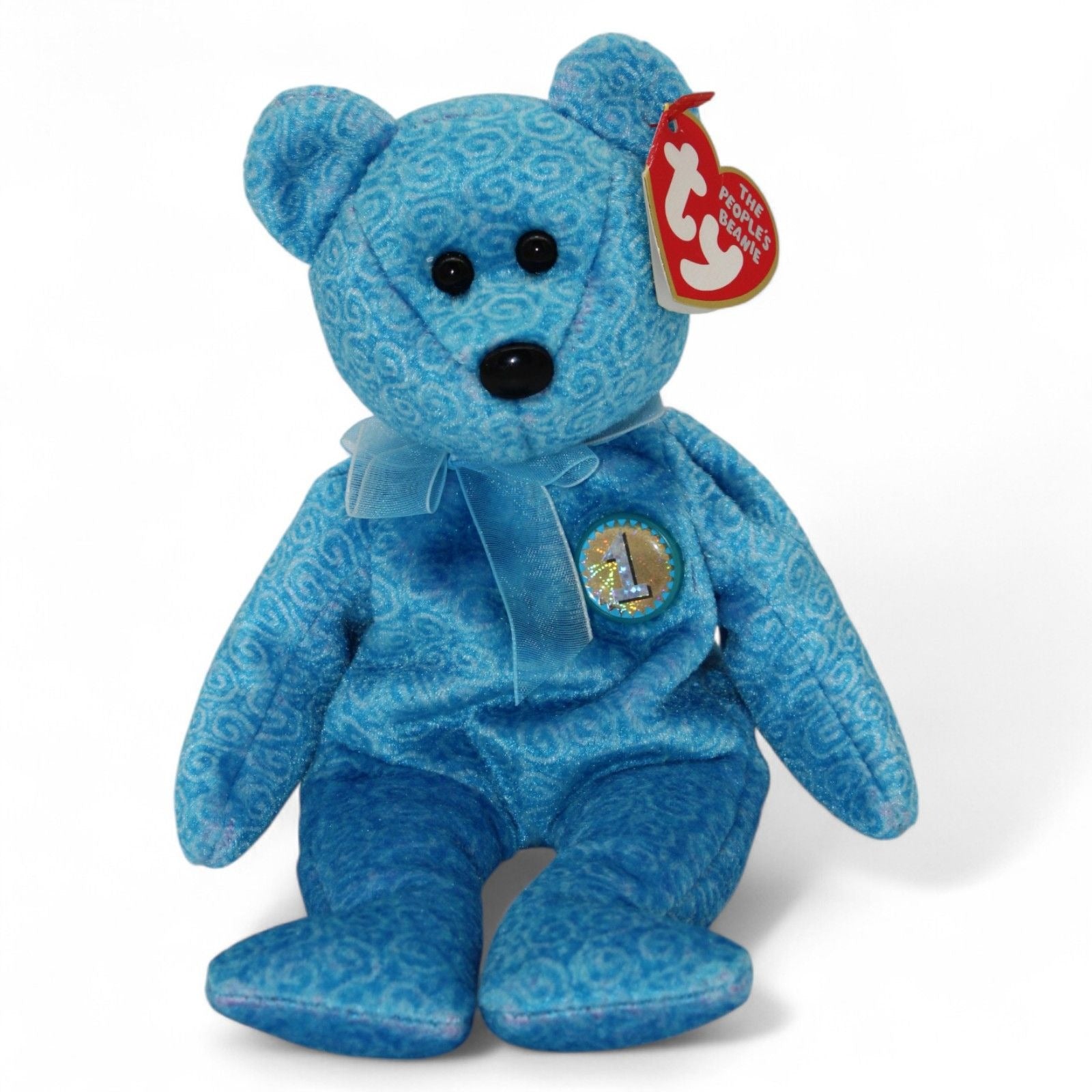 Side view of Ty Classy Beanie Baby Bear showing swirl pattern
