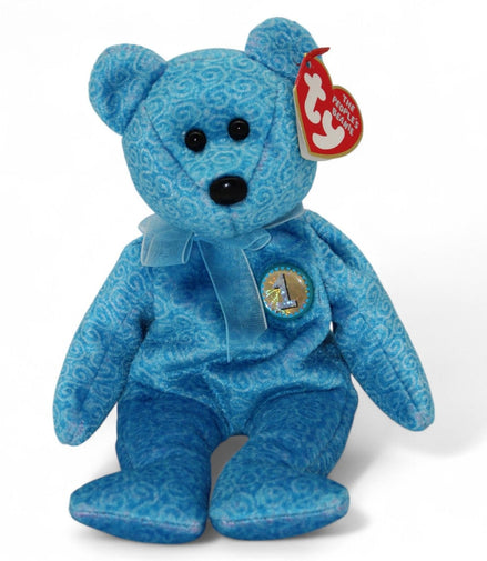 Side view of Ty Classy Beanie Baby Bear showing swirl pattern