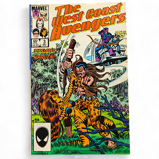 Marvel The West Coast Avengers #3 Comic Book "Tigra Vs. Kraven" Dec 1985