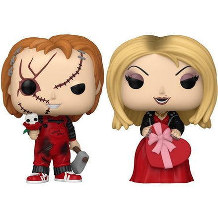 Chucky and Tiffany Funko Pop figures in Valentine's theme