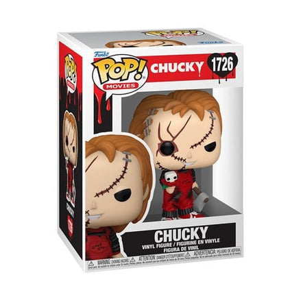 Chucky Funko Pop figure holding a heart and axe