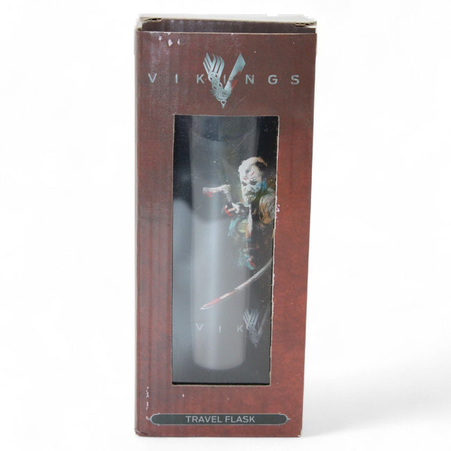 Vikings travel flask in original packaging featuring series imagery