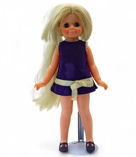 Vintage 1970s Ideal Velvet Doll with Blonde Hair & Purple DressIdealDoll1970s toyantique toyblonde doll1