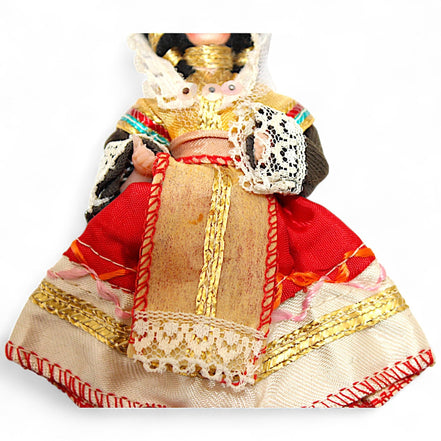 Vintage European Souvenir Doll with Lace Headpiece & Gold DressFlip Side CollectiblesDollcollectible dollcultural heritagedecorative doll5