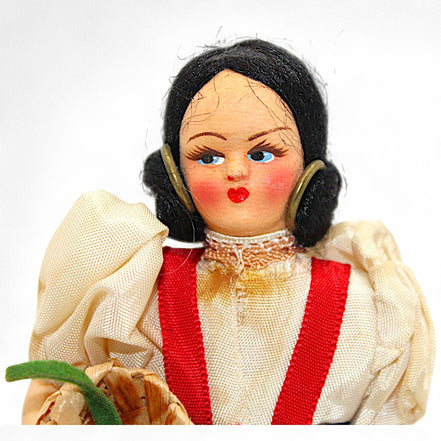 Vintage Italian Souvenir Doll in Traditional Dress with BasketFlorenceDollcultural heritagedecorative pieceeuropean folk art5