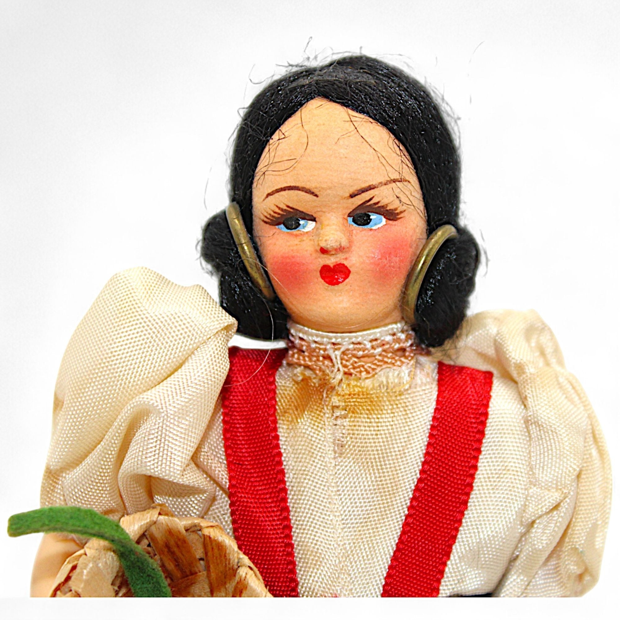 Vintage Italian Souvenir Doll in Traditional Dress with BasketFlorenceDollcultural heritagedecorative pieceeuropean folk art5