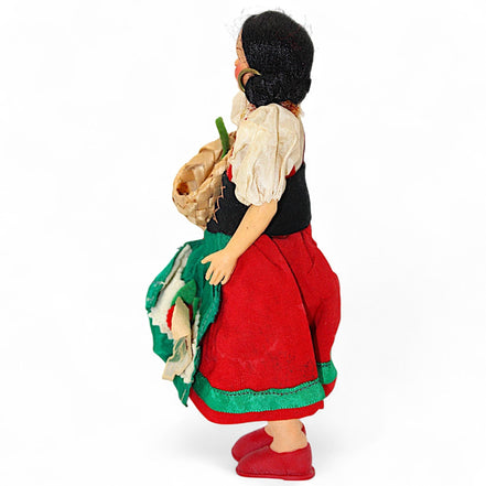 Vintage Italian Souvenir Doll in Traditional Dress with BasketFlorenceDollcultural heritagedecorative pieceeuropean folk art2