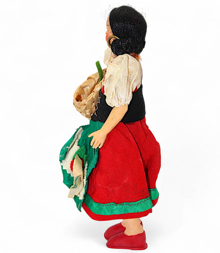 Vintage Italian Souvenir Doll in Traditional Dress with BasketFlorenceDollcultural heritagedecorative pieceeuropean folk art2