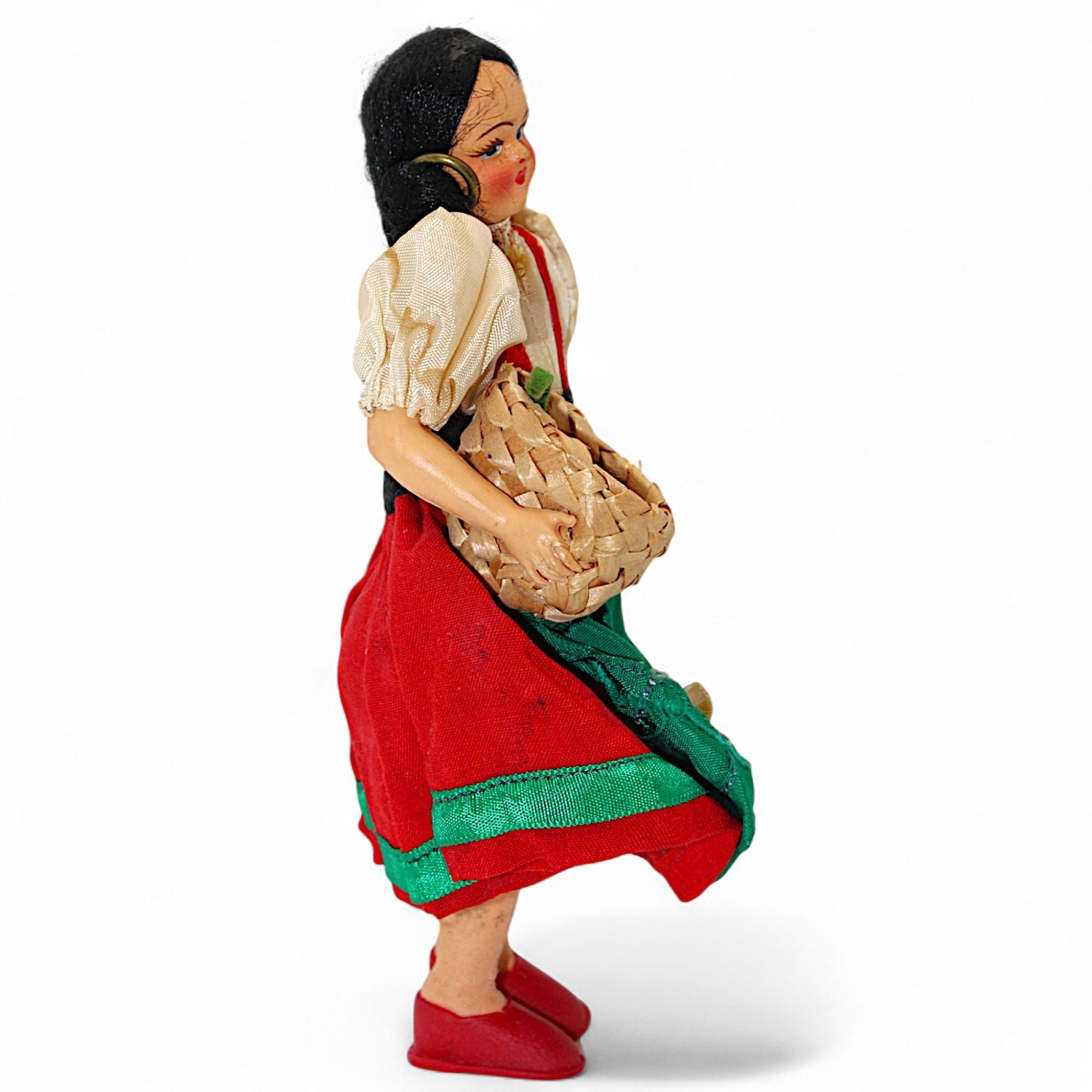 Vintage Italian Souvenir Doll in Traditional Dress with BasketFlorenceDollcultural heritagedecorative pieceeuropean folk art4