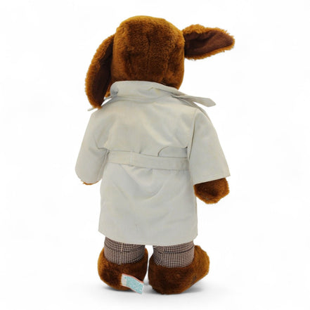 Back view of McGruff plush showing trench coat